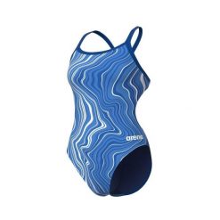 Damski kostium kąpielowy 1-częściowy Arena Marbled. Niebieskie stroje jednoczęściowe Arena, bez wzorów, eleganckie. Za 301.00 zł.