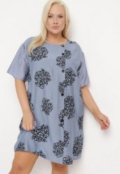 Niebieska Bawełniana Sukienka z Krótkim Rękawem z Kieszeniami i Guzikami Bellilla. Niebieskie sukienki Born2be, do pracy, l, bez wzorów, z bawełny, biznesowe, bez kołnierzyka, plus size, bez ramiączek, mini, dopasowane. Za 99.99 zł.