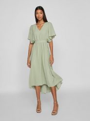 Vila Sukienka w kolorze jasnozielonym rozmiar: 36. Zielone sukienki Vila, bez wzorów, bez kołnierzyka, bez ramiączek, midi. Za 158.84 zł.
