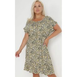 Beżowo-Żółta Sukienka Bawełniana Delitrite. Brązowe sukienki Born2be, l, z aplikacjami, z bawełny, klasyczne, bez kołnierzyka, plus size, bez ramiączek, midi. W wyprzedaży za 41.99 zł.