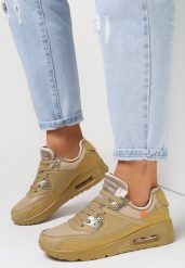 Beżowe Buty Sportowe Nymerris. Brązowe buty sportowe lifestyle Born2be, z aplikacjami, bez zapięcia. W wyprzedaży za 93.49 zł.