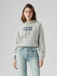 Levi´s Bluza w kolorze jasnoszarym rozmiar: M. Szare bluzy m, bez wzorów, z bawełny, bez ramiączek, z kapturem. Za 154.43 zł.