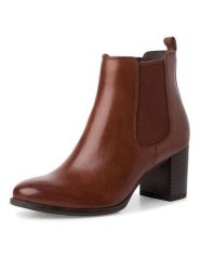 Tamaris Skórzane botki w kolorze brązowym rozmiar: 40. Brązowe botki Tamaris, bez wzorów, eleganckie, bez obcasa, bez zapięcia. Za 252.34 zł.