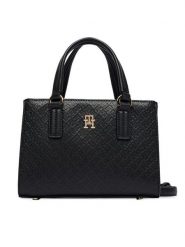 Tommy Hilfiger Torebka Th Daily Mini Tote Mono AW0AW18416 Czarny. Czarne torebki klasyczne Tommy Hilfiger, bez wzorów, ze skóry, bez dodatków. Za 649.99 zł.