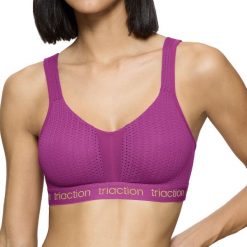 Biustonosz sportowy Energy Lite. Fioletowe biustonosze sportowe TRIACTION, bez wzorów, z dżerseju, na fitness i siłownię. Za 238.00 zł.
