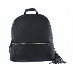 Czarny Stylowy Plecak Damski Big Star. Czarne plecaki Big Star Accessories, bez wzorów, ze skóry ekologicznej, bez dodatków. Za 197.99 zł.