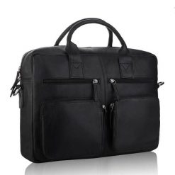 Torba skórzana BETLEWSKI TBS-314 DDDM CZARNY. Czarne torby na laptopa Betlewski, bez wzorów, ze skóry. Za 419.00 zł.