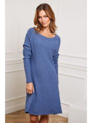So Cachemire Sukienka dzianinowa "Groland" w kolorze niebieskim rozmiar: L. Niebieskie sukienki So Cachemire, na co dzień, l, bez wzorów, z dzianiny, bez kołnierzyka, bez ramiączek, midi, proste. Za 184.46 zł.