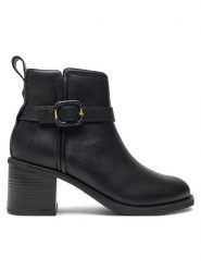 Clarks Botki Chamberly Trim 26178833 Czarny. Czarne botki Clarks, bez wzorów, ze skóry, bez obcasa, na słupku, bez zapięcia. Za 339.99 zł.