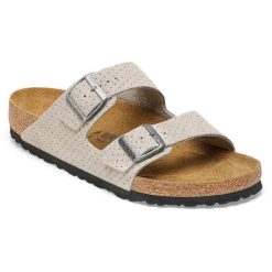 Klapki unisex Birkenstock Arizona Stone Coin. Szare klapki Birkenstock, bez wzorów, z materiału, klasyczne, bez obcasa, bez zapięcia. Za 610.85 zł.