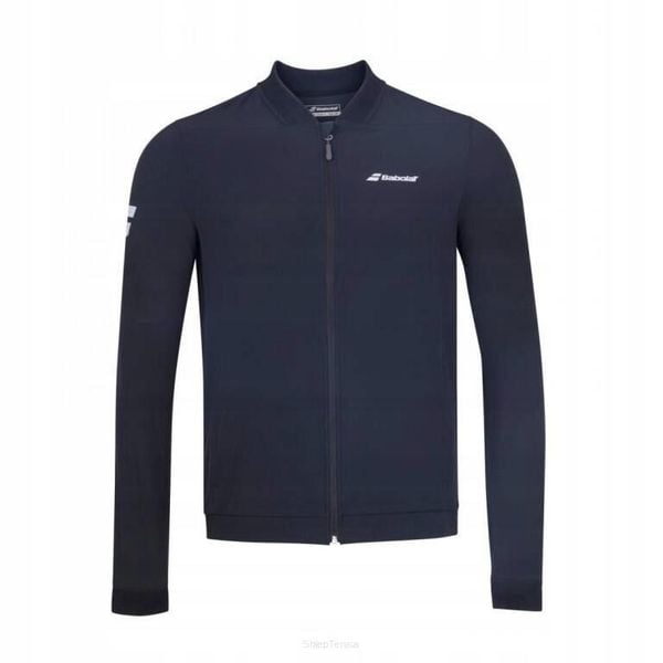 Bluza tenisowa juniorska Babolat Play Jacket. Czarne bluzy BABOLAT, bez wzorów, z dresówki, bez kaptura, tenisowe. Za 155.99 zł.