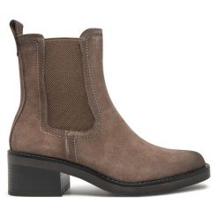 Sztyblety Tamaris. Szare botki Tamaris, bez wzorów, bez obcasa, na słupku, bez zapięcia. Za 239.99 zł.