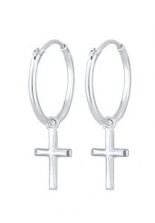 Elli Damskie kreole zawieszka krzyżyk wiara religia w srebrze 925 Sterling Silver Kolczyki koła 1 ct. Szare kolczyki Elli, srebrne. Za 333.99 zł.