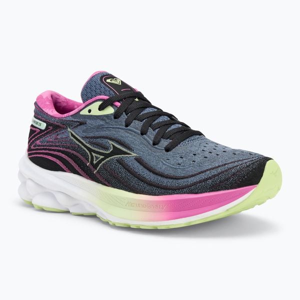 Buty do biegania damskie Mizuno Wave Skyrise 5 Roxy wild. Czarne buty do biegania Mizuno, bez wzorów, bez zapięcia, do biegania, mizuno wave. Za 369.99 zł.