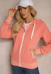 Różowa Bluza z Bawełną i Kapturem na Suwak Arsetia. Czerwone bluzy Renee, l, bez wzorów, z bawełny, bez ramiączek. W wyprzedaży za 75.99 zł.