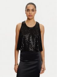 ViCOLO Bluzka TS0351 Czarny Regular Fit. Czarne bluzki ViCOLO, m, bez wzorów, z syntetyku, bez kołnierzyka, bez ramiączek. Za 179.99 zł.