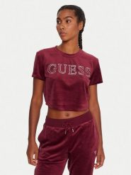 Guess T-Shirt V3BI01 K0232 Bordowy Regular Fit. Czerwone t-shirty Guess, s, z aplikacjami, z syntetyku, bez kołnierzyka, bez ramiączek. Za 139.99 zł.