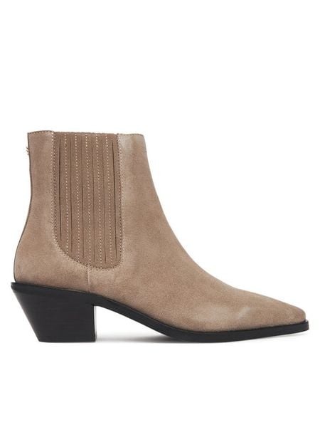 BOSS Botki Niara 50548781 Beżowy. Brązowe botki Boss, bez wzorów, bez obcasa, na płaskiej podeszwie, bez zapięcia. Za 1,199.00 zł.