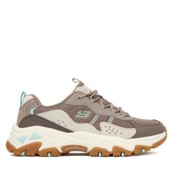 Trekkingi Skechers. Brązowe buty sportowe lifestyle Skechers, bez wzorów, sportowe, bez zapięcia. Za 399.99 zł.