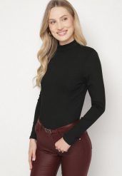 Czarna Bluzka Golf Typu Longsleeve Altera. Czarne bluzki Born2be, l, bez wzorów, z jeansu, biznesowe, bez kołnierzyka, bez ramiączek. Za 49.99 zł.