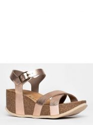 BACKSUN Sandały w kolorze różowozłotym na koturnie rozmiar: 42. Różowe sandały Backsun, bez wzorów, z otwartym noskiem, bez obcasa, na koturnie, bez zapięcia. Za 152.99 zł.