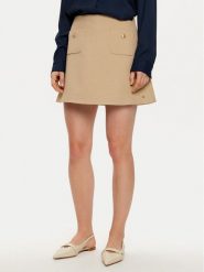 Tommy Hilfiger Spódnica mini WW0WW44994 Beżowy Regular Fit. Brązowe spódnice Tommy Hilfiger, bez wzorów, z syntetyku, mini. Za 359.99 zł.