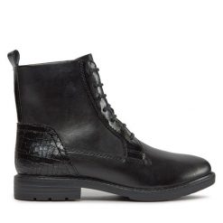 Botki Marco Tozzi. Czarne botki Marco Tozzi, bez wzorów, bez obcasa, na płaskiej podeszwie, bez zapięcia. Za 229.99 zł.