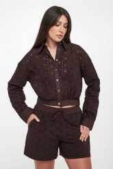 Koszula damska ażurowa Charita PINKO. Koszule Pinko, w ażurowe wzory, bez kołnierzyka, bez ramiączek. Za 879.00 zł.