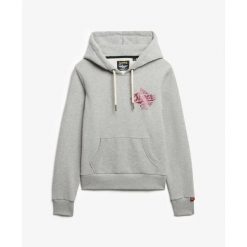 Damska metaliczna bluza z kapturem Superdry Athletic. Szare bluzy Superdry, l, bez wzorów, z kapturem. Za 298.00 zł.