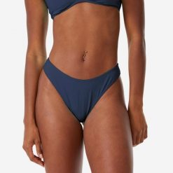 Dół kostiumu kąpielowego damski Roxy High Leg Cheeky. Niebieskie bikini Roxy, bez wzorów, z tkaniny, sportowe. Za 69.99 zł.