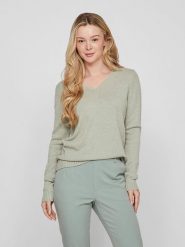 Vila Sweter w kolorze zielonym rozmiar: L. Zielone swetry Vila, l, bez wzorów, bez ramiączek. Za 74.99 zł.