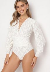 Jasnobeżowe Koronkowe Body z Marszczeniem i Mankietami Savarisse. Brązowe body i gorsety Born2be, bez wzorów, z koronki, bez ramiączek. W wyprzedaży za 101.99 zł.