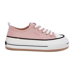 Damskie Trampki Big Star NN274207 Różowe. Czerwone trampki bez wzorów, eleganckie, bez zapięcia. Za 224.56 zł.