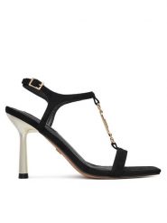 Nine West Sandały S3SH1996-01 Czarny. Czarne sandały Nine West, bez wzorów, z materiału, bez obcasa, na szpilce, bez zapięcia. Za 229.99 zł.