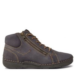 Botki Josef Seibel. Szare botki Josef Seibel, bez wzorów, bez obcasa, na płaskiej podeszwie, bez zapięcia. Za 339.99 zł.