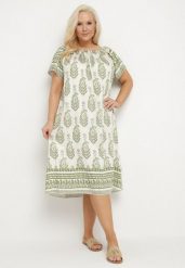 Zielona Wiskozowa Sukienka ze Wzorem Boho Ellivra. Zielone sukienki Born2be, na co dzień, xl, z aplikacjami, z jeansu, boho, bez kołnierzyka, bez ramiączek, midi. Za 69.99 zł.