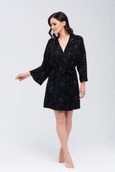 Babella Szlafrok Damski Model Koi Beige/Black. Brązowe szlafroki damskie Babella, bez wzorów, bez ramiączek. Za 264.31 zł.