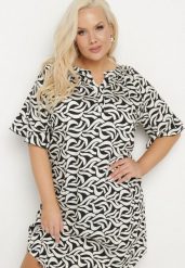 Czarna Sukienka z Wiskozy o Pudełkowym Kroju z Abstrakcyjnym Wzorem Koririanne. Czarne sukienki Born2be, do pracy, xl, bez wzorów, z wiskozy, biznesowe, bez kołnierzyka, bez ramiączek, midi, dopasowane. Za 89.99 zł.