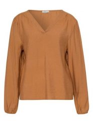 Cross Jeans Bluzka w kolorze jasnobrązowym rozmiar: M. Brązowe bluzki Cross Jeans, m, bez wzorów, z jeansu, bez kołnierzyka, bez ramiączek. Za 52.67 zł.