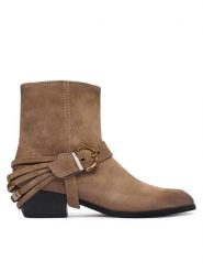 PINKO Kowbojki Jane 07 SD0557P151 Beżowy. Brązowe botki Pinko, bez wzorów, ze skóry, bez obcasa, na płaskiej podeszwie, bez zapięcia. Za 1,399.00 zł.