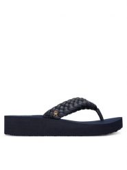 Tommy Hilfiger Japonki Th Wedge Cornrow Beach Sandal FW0FW09037 Granatowy. Niebieskie japonki Tommy Hilfiger, bez wzorów, ze skóry. Za 209.99 zł.