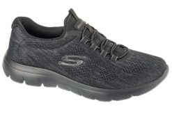 Buty treningowe damskie, Summits - Fun Flair. Czarne buty treningowe Skechers, bez wzorów, z materiału, przed kostkę, bez zapięcia, na fitness i siłownię. Za 229.99 zł.