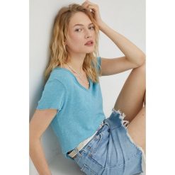 American Vintage t-shirt bawełniany. Niebieskie t-shirty American Vintage, l, bez wzorów, z bawełny, vintage, bez kołnierzyka, bez ramiączek. W wyprzedaży za 224.99 zł.