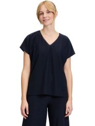 Vera Mont Bluzka w kolorze czarnym rozmiar: 42. Czarne bluzki Vera Mont, bez wzorów, bez kołnierzyka, bez ramiączek. Za 100.75 zł.