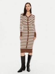 Fracomina Sukienka dzianinowa FS24WD5003K459N8 Brązowy Slim Fit. Brązowe sukienki Fracomina, xl, bez wzorów, z dzianiny, bez kołnierzyka, bez ramiączek. Za 299.99 zł.