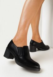Czarne Wsuwane Półbuty na Słupku Milua. Czarne półbuty wsuwane Born2be, bez wzorów, eleganckie, bez obcasa, na słupku. W wyprzedaży za 118.99 zł.