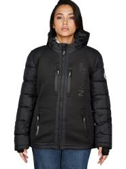 Geographical Norway Kurtka zimowa "Beachwood" w kolorze czarnym rozmiar: L. Czarne kurtki Geographical Norway, na zimę, l, z aplikacjami, z puchu, bez kaptura. Za 253.95 zł.