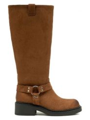 C'M Kozaki w kolorze jasnobrązowym rozmiar: 39. Brązowe kozaki C'M, na zimę, bez wzorów, bez obcasa, bez zapięcia. Za 173.99 zł.