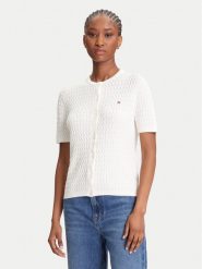 Tommy Hilfiger Kardigan WW0WW45707 Écru Slim Fit. Swetry Tommy Hilfiger, xs, bez wzorów, z bawełny, bez ramiączek. Za 559.99 zł.