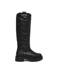 Calvin Klein Kozaki Chunky High Boot Lth Hdw HW0HW03201 Czarny. Czarne kozaki Calvin Klein, bez wzorów, ze skóry, bez obcasa, na płaskiej podeszwie, bez zapięcia. Za 899.99 zł.